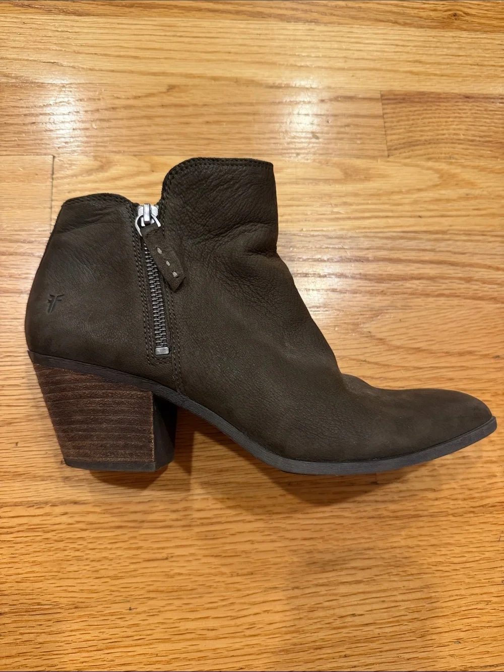 Frye Ankle Bootie in Dark Brown - Stylish Two Zip Side